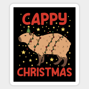 Cappy Christmas a fun capybara Christmas pun Magnet